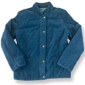 Croft & Barrow Womens M Quilted Corduroy Jacket Gold Button Front Pockets Coat